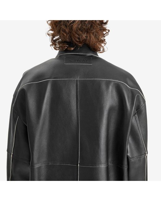 Acne Black Leather Overshirt for men