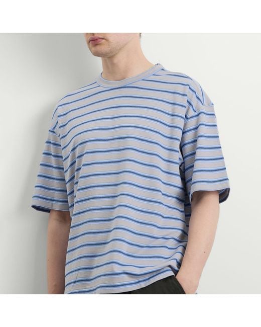 YMC Blue Triple Rapport Stripe T Shirt for men