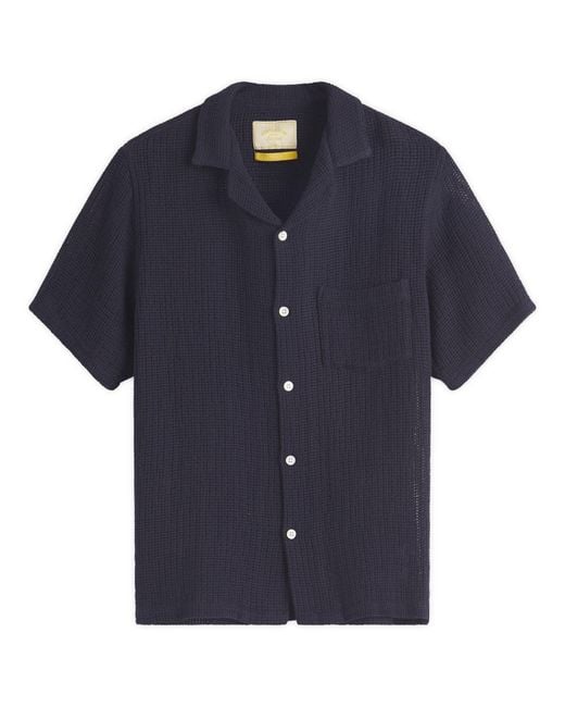 Portuguese Flannel Blue Salva Mesh Vacation Shirt for men