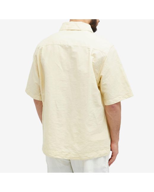 Stone Island Natural Cotton Canvas Short Sleeve Shirt for men