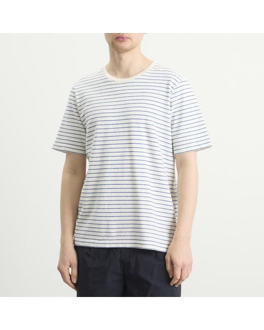 Folk Blue Textured Stripe T-Shirt for men