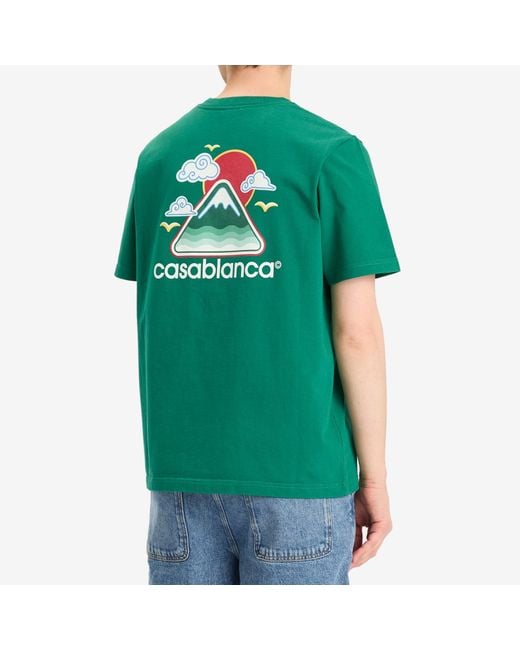 Casablanca Green Montagne Ondulée Screen Printed T-Shirt for men