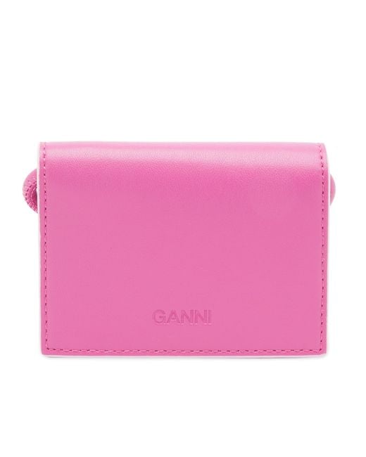 Ganni Pink Bou Wallet On Strap