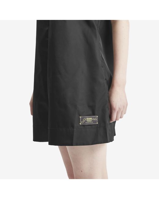 Ganni Black Duchesse Nylon Mini Dress