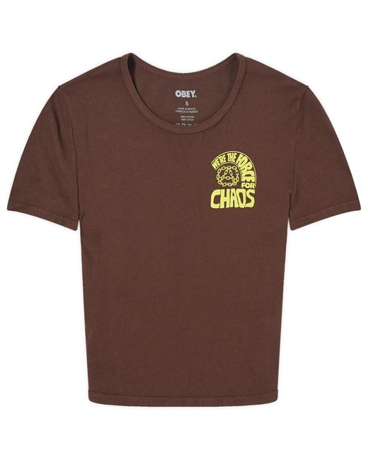 Obey Brown Force For Chaos Crop T-Shirt