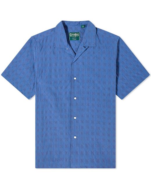 Gitman Brothers Vintage Blue Japanese Ripple Jacquard Camp Shirt for men