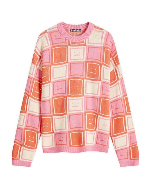Acne Pink Klock 3 Tones Face Jumper for men