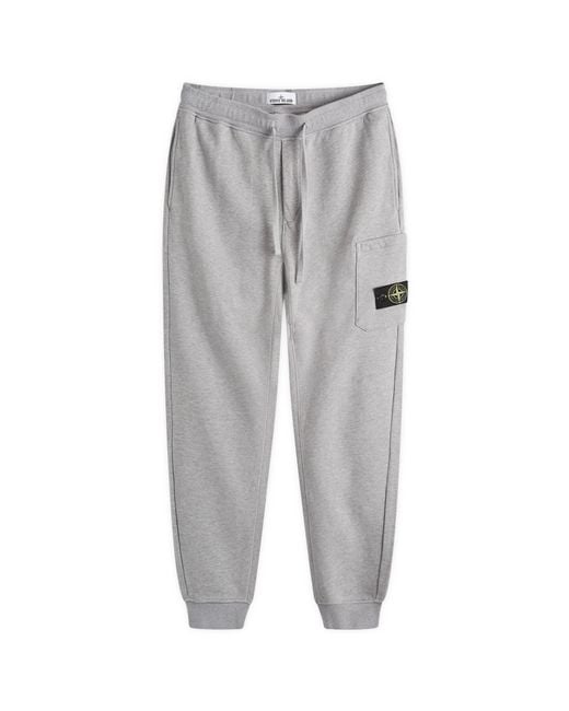 Stone Island Gray Cotton Fleece Garment Dyed Pocket Jogger for men