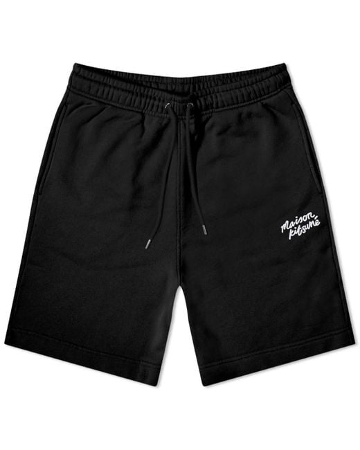 Maison Kitsuné Black Handwriting Sweat Shorts for men