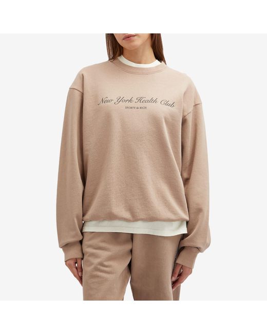 Sporty & Rich Brown Ny Health Club Crewneck