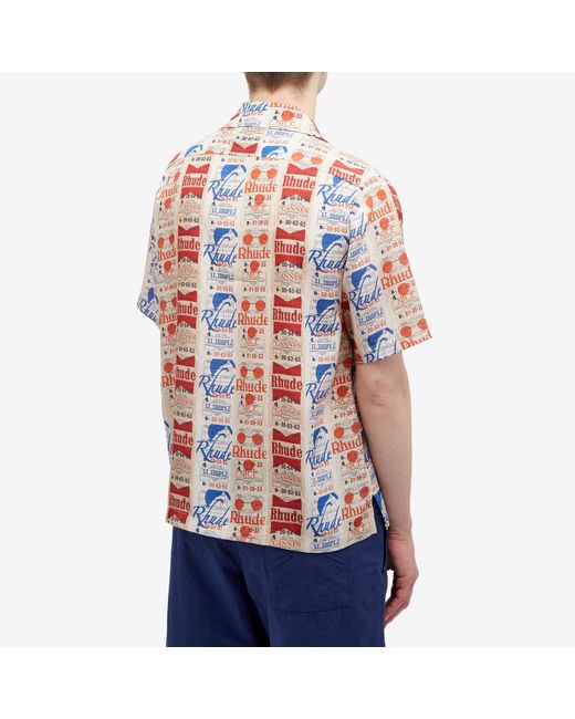 Rhude Red Voyage Silk Vacation Shirt for men