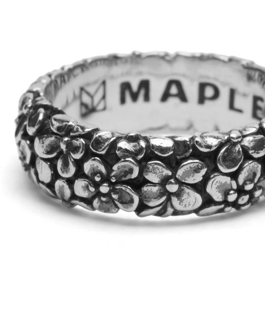 Maple White Floral Band Ring for men
