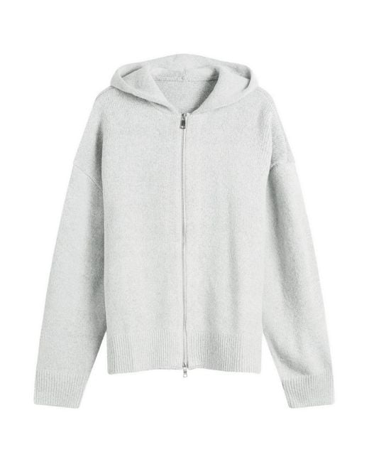 MKI Miyuki-Zoku White Mohair Blend Knit Zip Hoodie for men