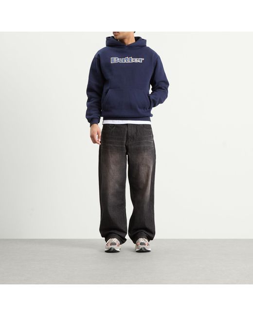 Butter Goods Blue Plaid Logo Applique Hoodie for men