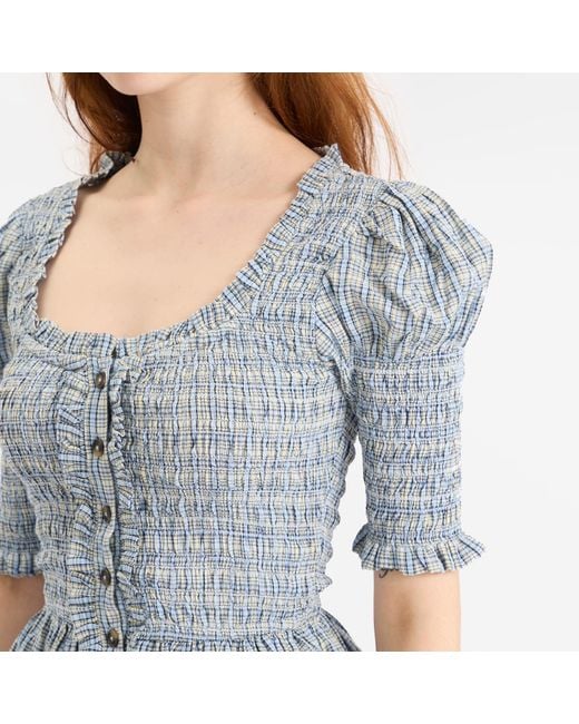 Damson Madder Gray Mansi Shirred Blouse