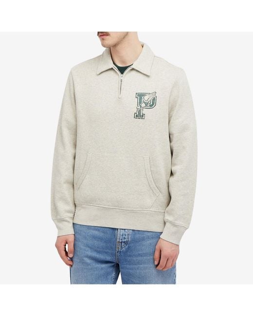 Polo Ralph Lauren College Logo Half Zip Sweatshirt in White for Men Lyst