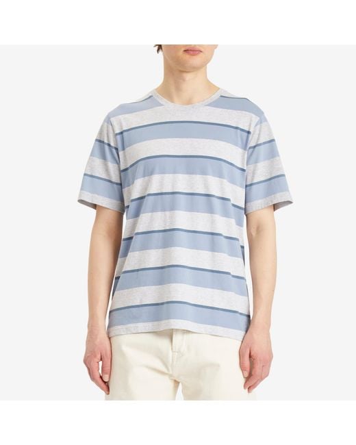 Folk Blue Melange Shadow Stripe T-Shirt for men