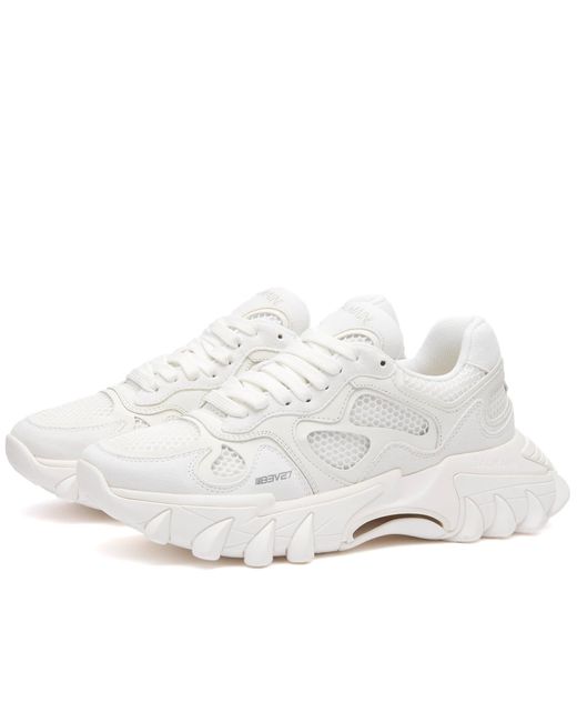Balmain White B-East Suede Sneakers