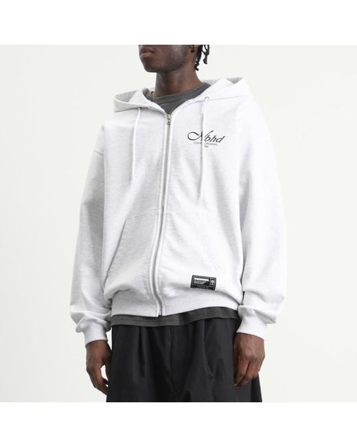 Neighborhood White Staple Logo Zip Hoodie for men
