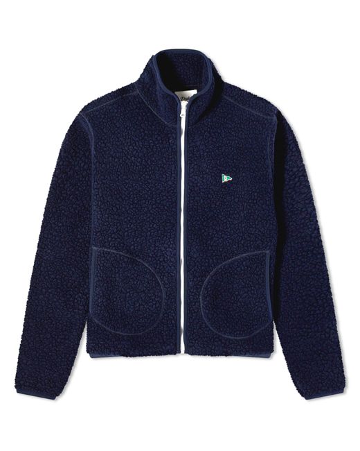 Drake's Blue Boucle Wool Fleece Jacket for men