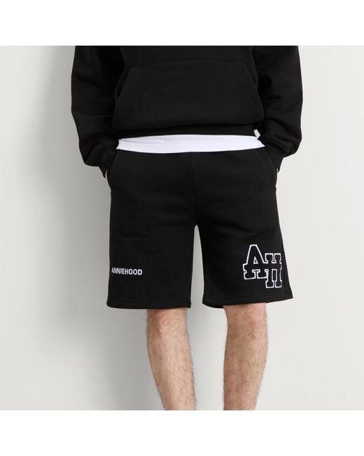 Annie Hood Black College Sweat Shorts for men