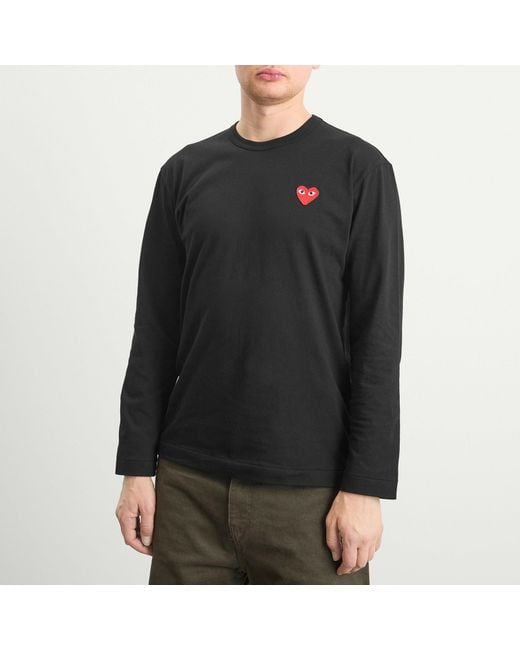 COMME DES GARÇONS PLAY Black Long Sleeve Basic Logo T-Shirt for men