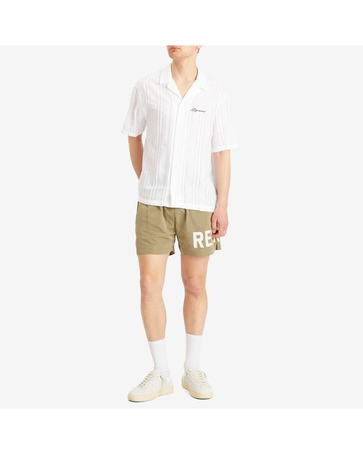 Represent White Embroidered Bowling Shirt for men
