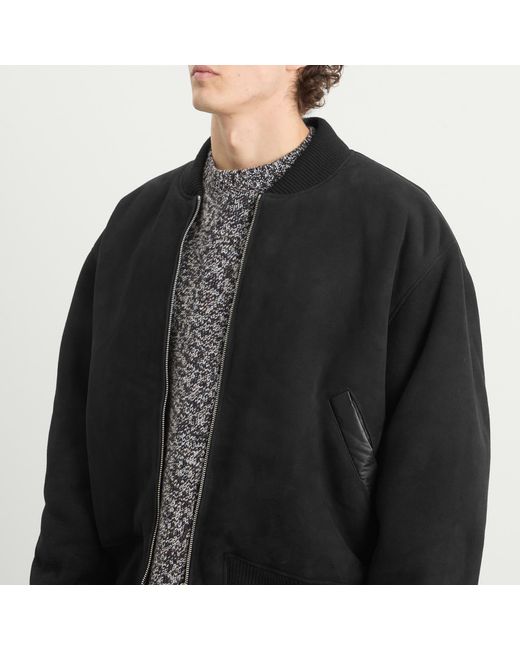 Studio Nicholson Black Shearling Leather Bomber Jacket for men
