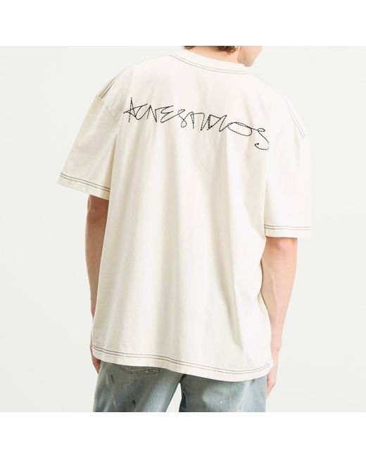 Acne White Eresa U Autograph Logo T-Shirt for men