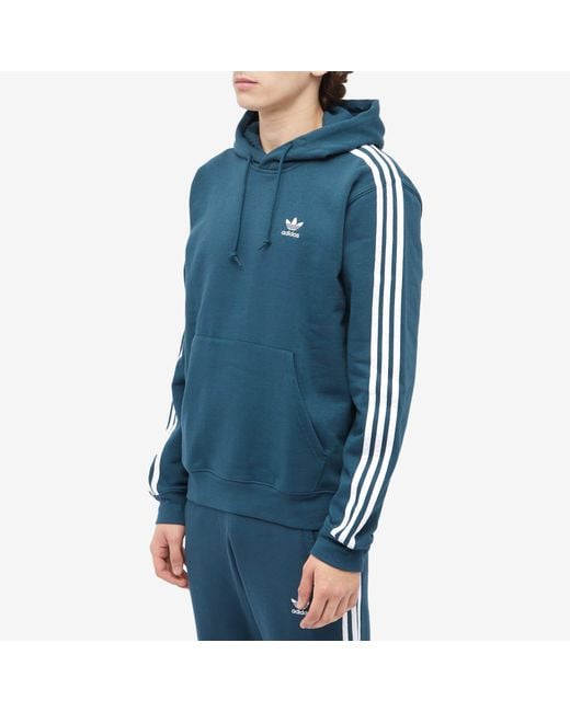 Adidas Blue 3 Stripe Hoodie for men