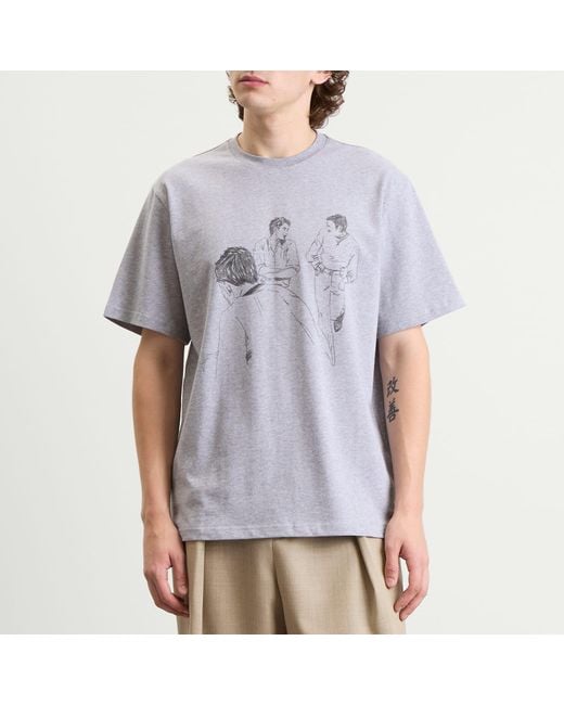 J.W. Anderson Purple Cafe Scene Printed T-Shirt for men