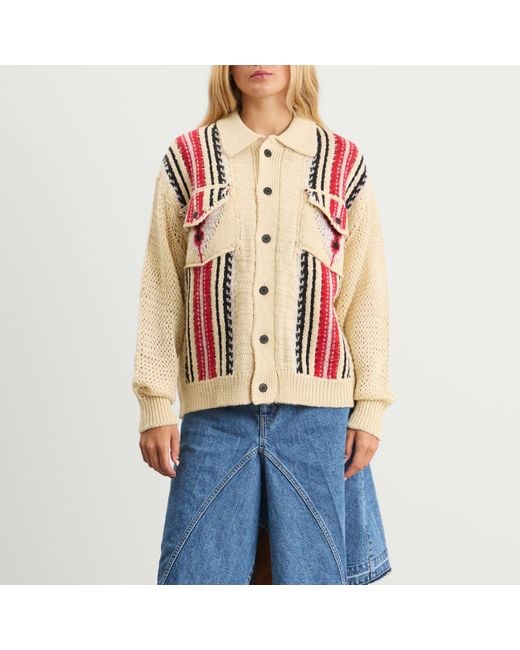 Toga White Mesh Knit Jacket