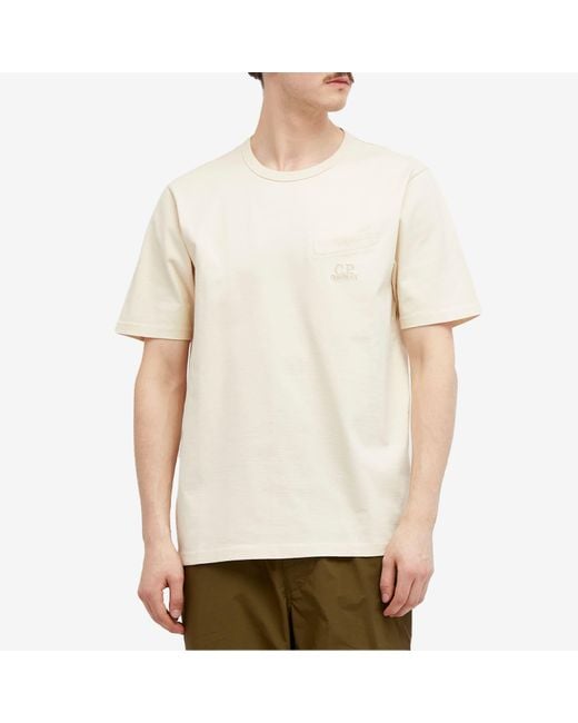 C P Company Natural 30/2 Mercerized Jersey Twisted Pocket T-Shirt for men