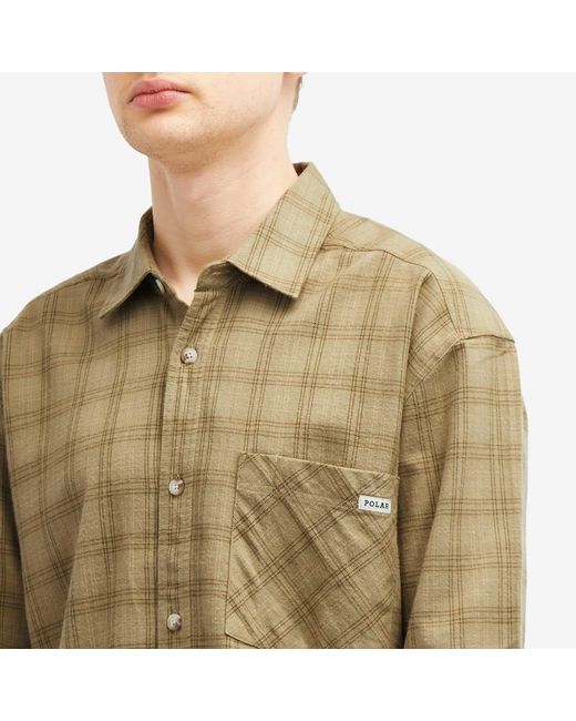 POLAR SKATE Green Mitchell Check Flannel Shirt for men