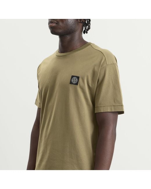 Stone Island Green Patch Logo T-Shirt for men