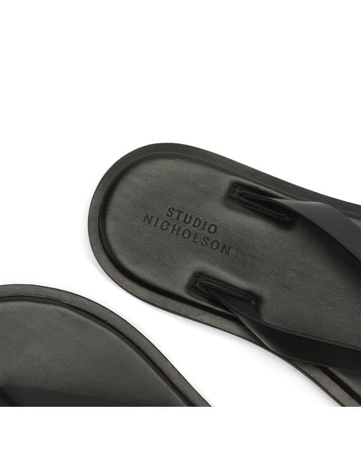 Studio Nicholson Black Curren Leather Flip Flop