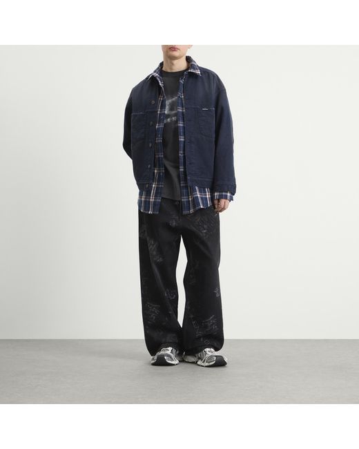 Balenciaga Blue Washed Crayon Baggy Trousers for men
