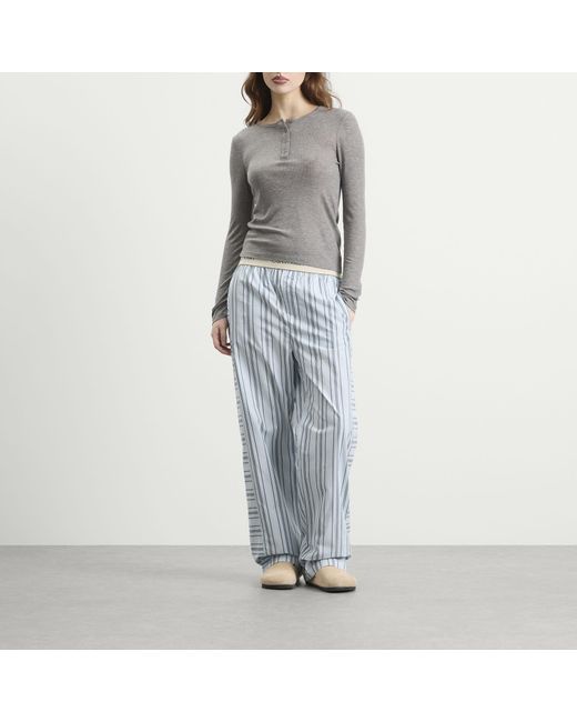 Calvin Klein Blue Cotton Poplin Sleep Pant