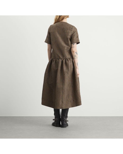 Ganni Brown Check Long Dress