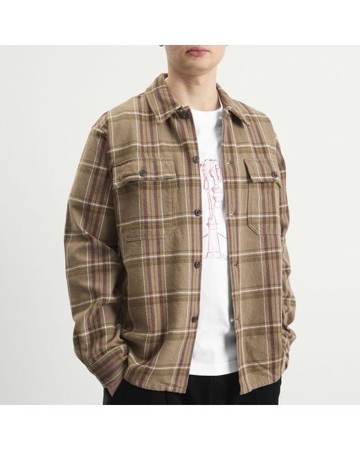 Norse Projects Brown Hjalmer Heavy Twill Check Overshirt for men
