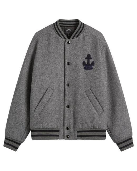 A.P.C. Gray Micka Varsity Jacket for men