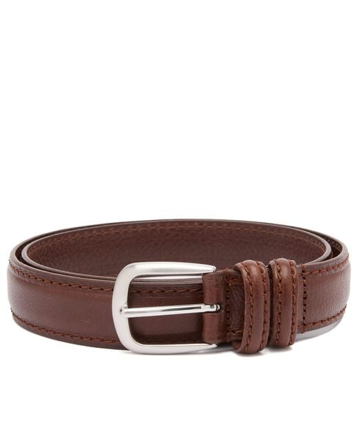 Andersons Brown Narrow Stitch Trimmed Leather Belt for men