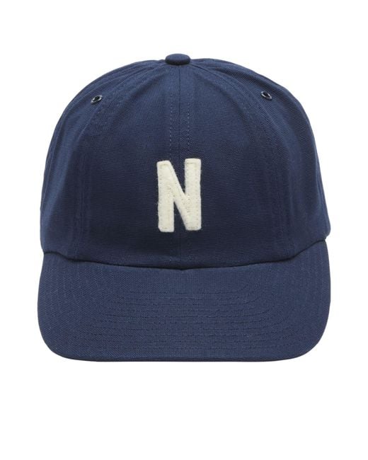 Norse Projects Blue Light Canvas Felt N 8 Panel Cap for men