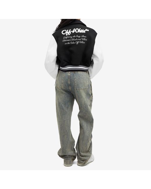 Off-White c/o Virgil Abloh Black Wo Simple Cropped Varsity Jacket