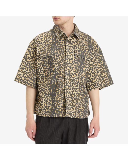 Rhude Natural Leopard Short Sleeve Shirt for men