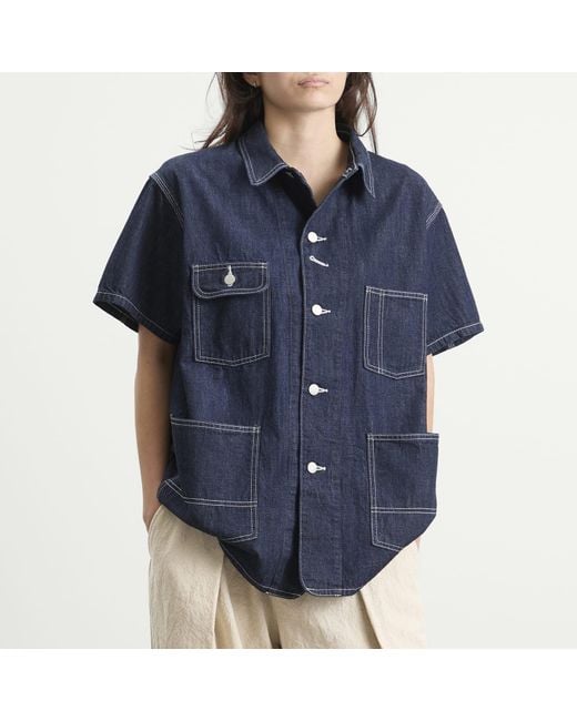 Beams Boy Blue Denim Short Sleeve Top