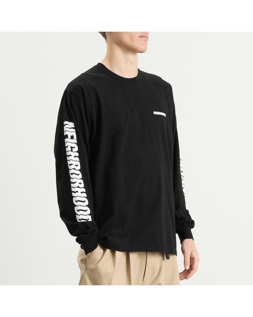Neighborhood Ls-1 Distorted Logo Long Sleeve T-Shirt in Black for