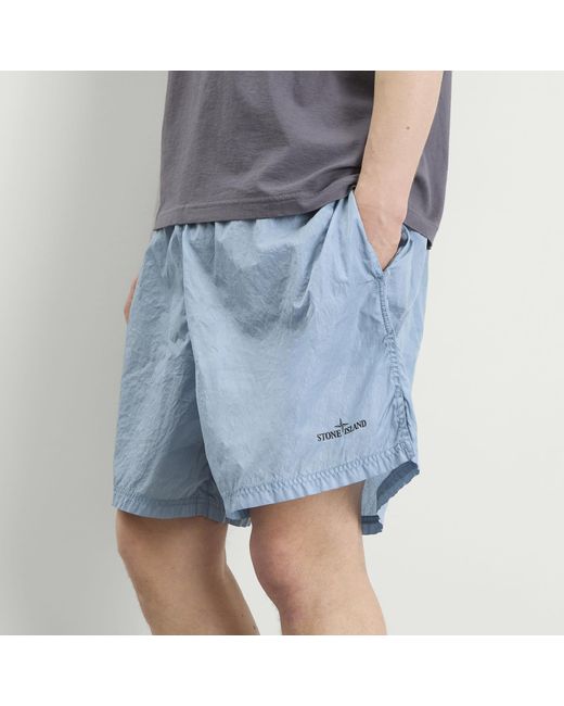 Stone Island Blue Water Reactive Faded Camo Swim Shorts for men