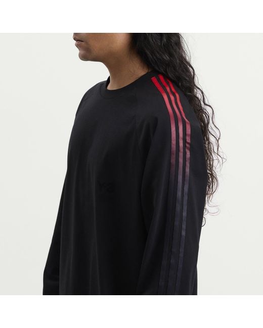 Y-3 Black Oversized Gradient Stripes Long Sleeve T-Shirt for men