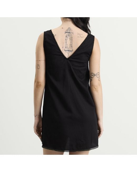 Leset Black Yoko Lace V-Neck Mini Dress